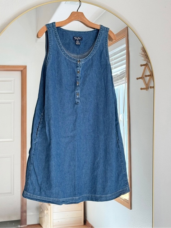 Vintage Dresses & Skirts - Vintage 90s Eddie Bauer Denim Jumper | Shift Dress (M)